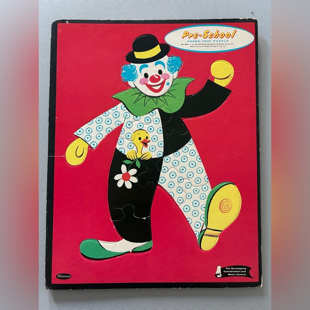 Vintage Whitman 1963 Clown Tray Puzzle #4421 14.5" x 11.5"